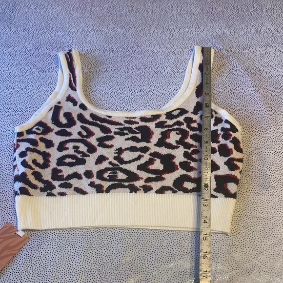SHEIN Tops - SHEIN SXY Leopard Pattern Crop Knit Top size S